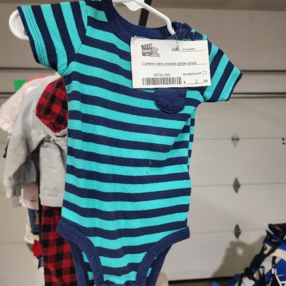 Carter's Navy Pocket Stripe Onesie